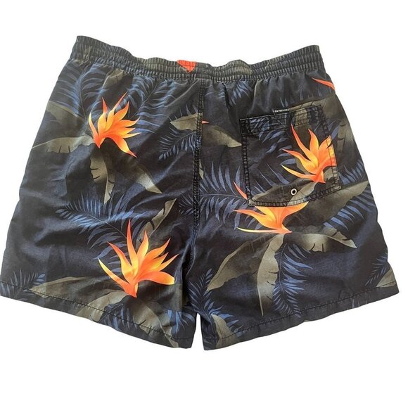 QUICKSILVER‎ Board Shorts Mens 34 Black Blue Orange Swim Trunks - Picture 2 of 12